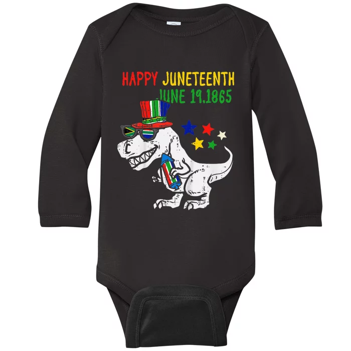 Juneteenth Day Freedom TRex Dino Baby Baby Long Sleeve Bodysuit