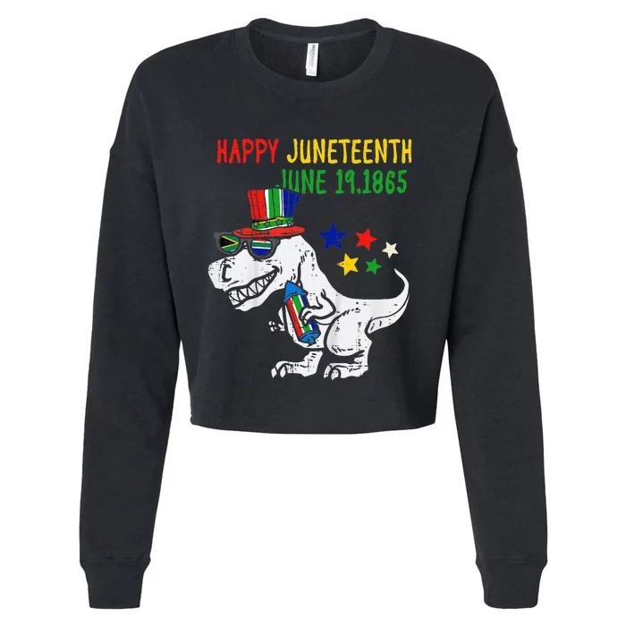 Juneteenth Day Freedom TRex Dino Baby Cropped Pullover Crew