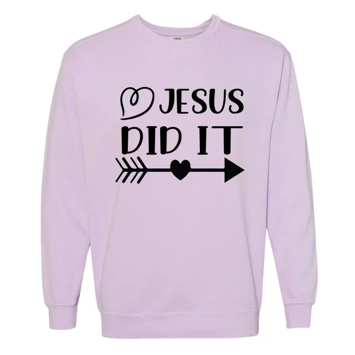 Jesus Did It Inspirational Graphic Garment-Dyed Sweatshirt