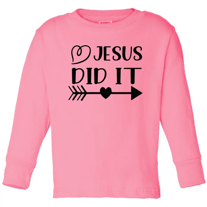 Jesus Did It Inspirational Graphic Toddler Long Sleeve Shirt