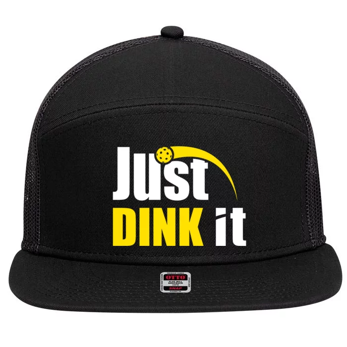 Just Dink It Funny Pickleball Play Pickle Ball 7 Panel Mesh Trucker Snapback Hat