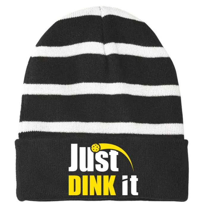 Just Dink It Funny Pickleball Play Pickle Ball Striped Beanie with Solid Band