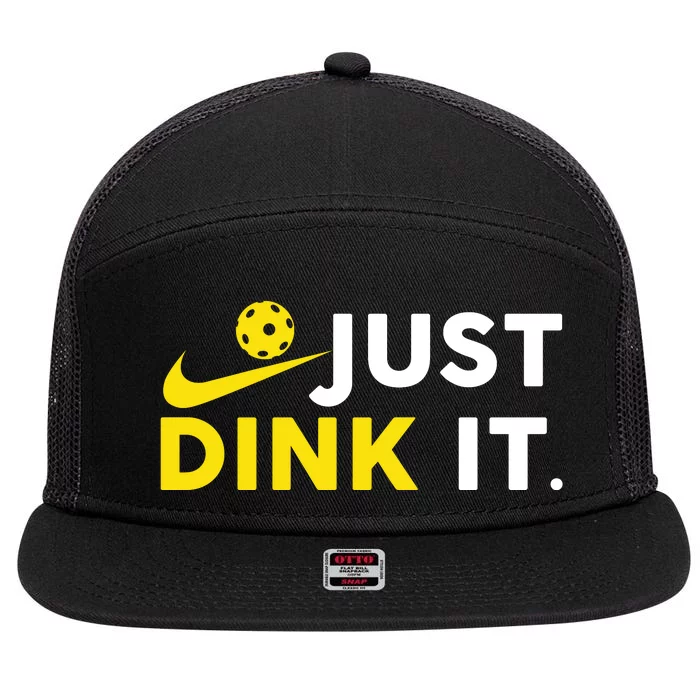 Just Dink It Funny Pickleball Play Pickle Ball 7 Panel Mesh Trucker Snapback Hat