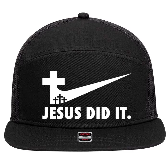 Jesus Did It Cross 7 Panel Mesh Trucker Snapback Hat