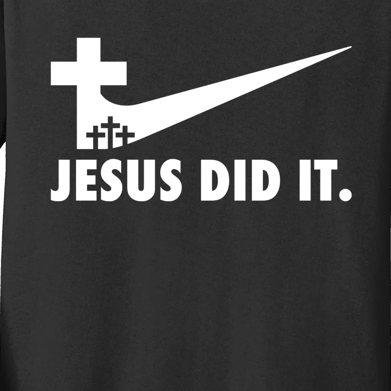 Jesus Did It Cross Kids Long Sleeve Shirt