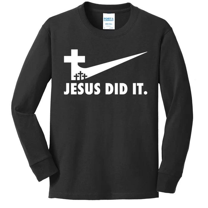 Jesus Did It Cross Kids Long Sleeve Shirt