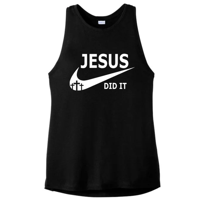 Jesus Did It Faith Cross Christian Ladies Tri-Blend Wicking Tank