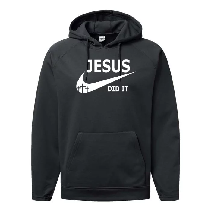 Jesus Did It Faith Cross Christian Performance Fleece Hoodie