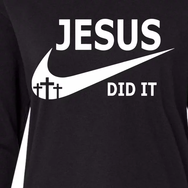 Jesus Did It Faith Cross Christian Womens Cotton Relaxed Long Sleeve T-Shirt