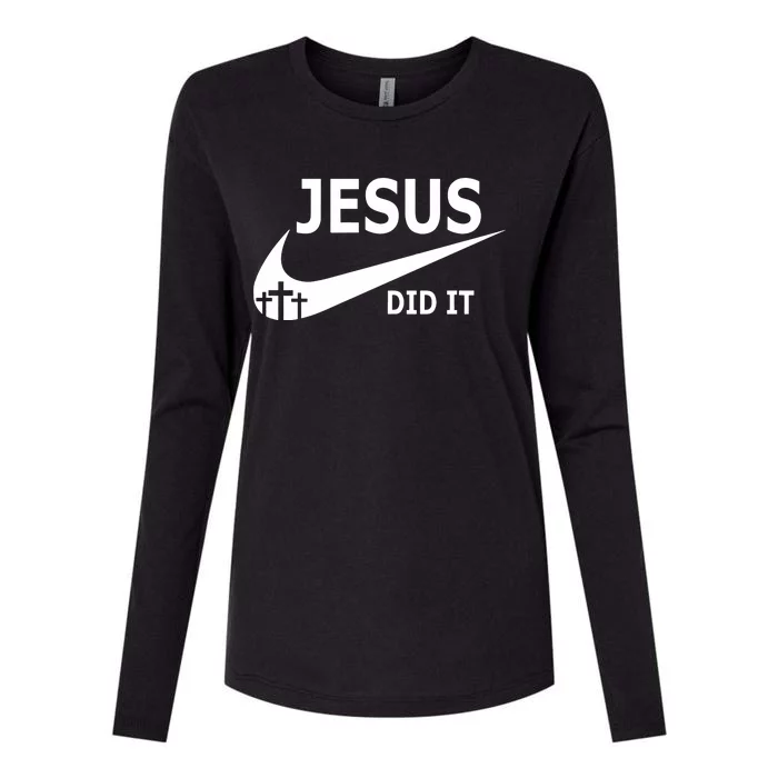 Jesus Did It Faith Cross Christian Womens Cotton Relaxed Long Sleeve T-Shirt