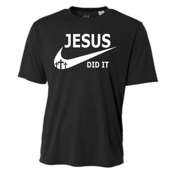 Jesus Did It Faith Cross Christian Cooling Performance Crew T-Shirt