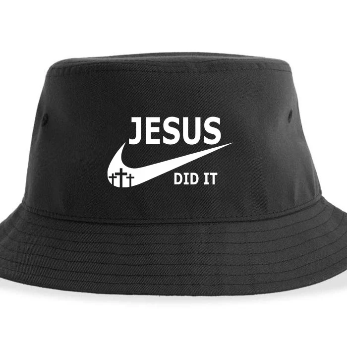 Jesus Did It Faith Cross Christian Sustainable Bucket Hat