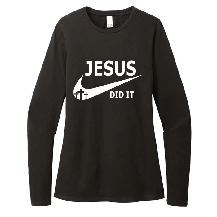 Jesus Did It Faith Cross Christian Womens CVC Long Sleeve Shirt