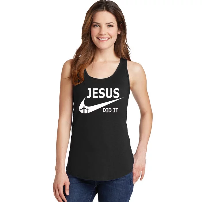 Jesus Did It Faith Cross Christian Ladies Essential Tank