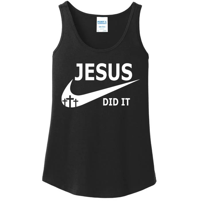 Jesus Did It Faith Cross Christian Ladies Essential Tank