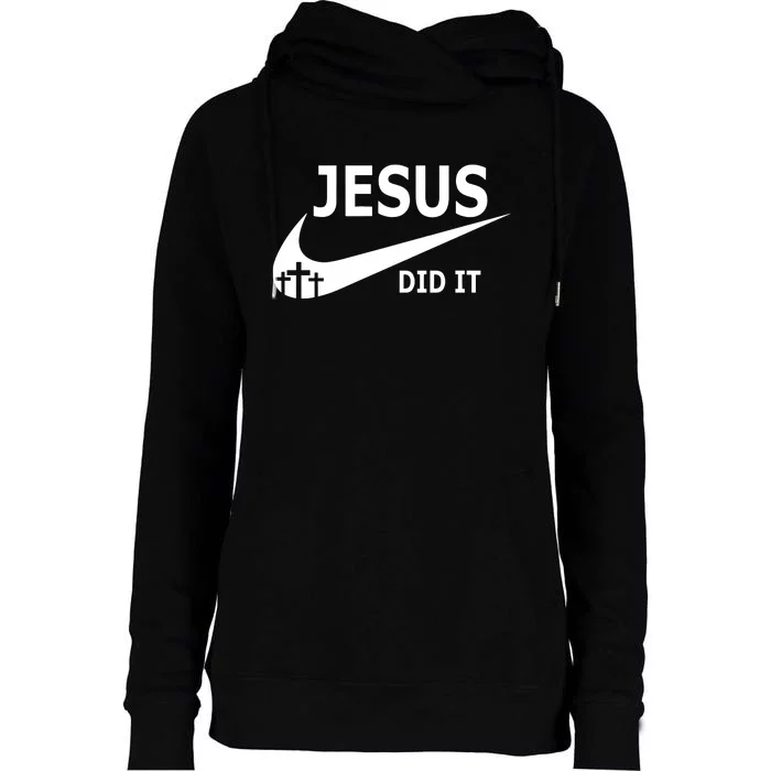 Jesus Did It Faith Cross Christian Womens Funnel Neck Pullover Hood