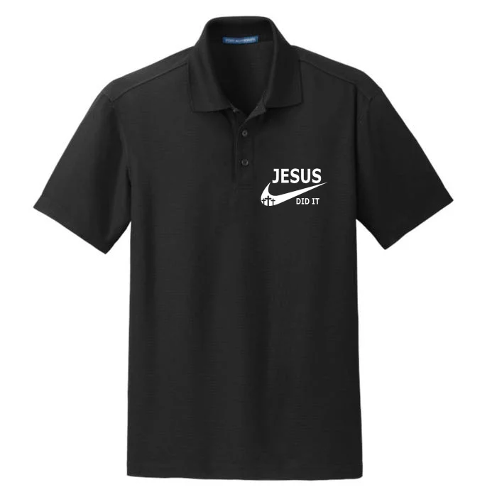 Jesus Did It Faith Cross Christian Dry Zone Grid Performance Polo