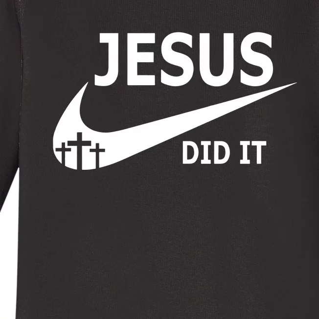 Jesus Did It Faith Cross Christian Baby Long Sleeve Bodysuit