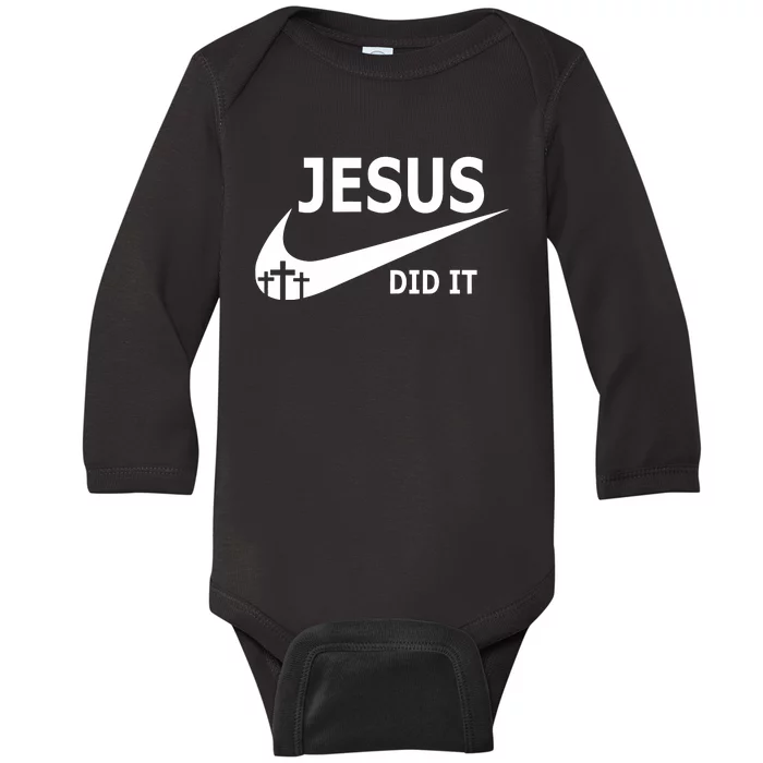 Jesus Did It Faith Cross Christian Baby Long Sleeve Bodysuit