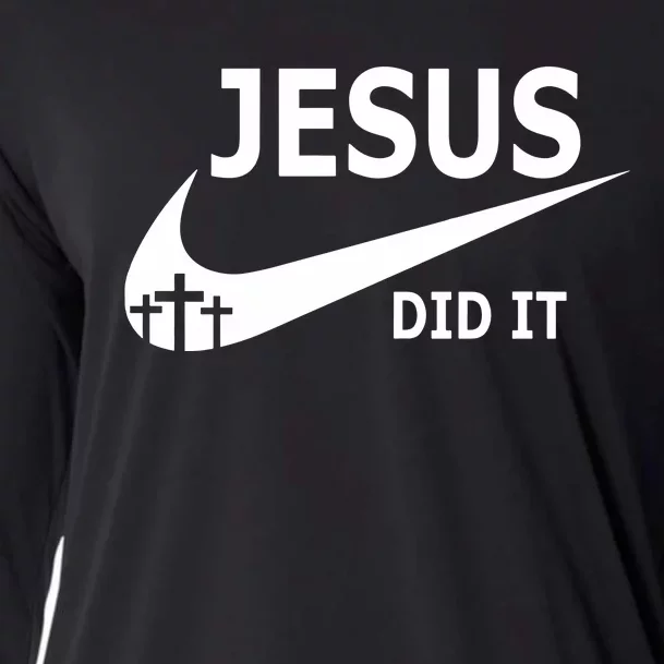 Jesus Did It Faith Cross Christian Cooling Performance Long Sleeve Crew