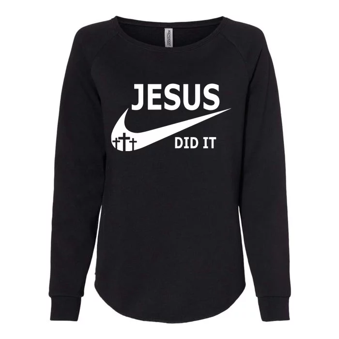 Jesus Did It Faith Cross Christian Womens California Wash Sweatshirt