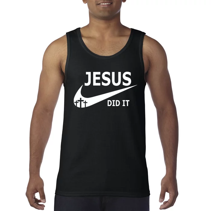 Jesus Did It Faith Cross Christian Tank Top