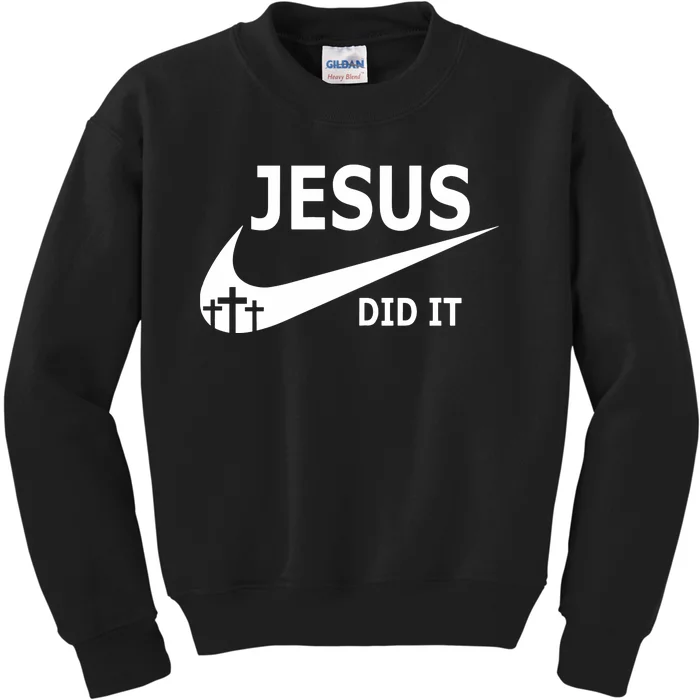 Jesus Did It Faith Cross Christian Kids Sweatshirt