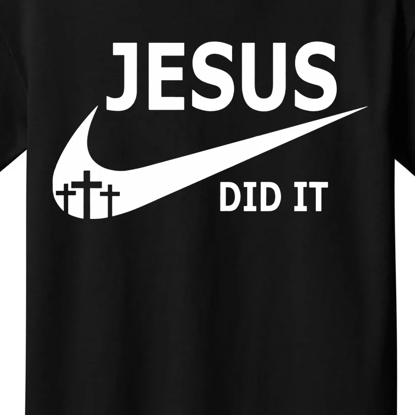 Jesus Did It Faith Cross Christian Kids T-Shirt