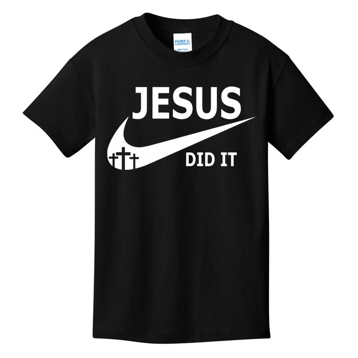 Jesus Did It Faith Cross Christian Kids T-Shirt