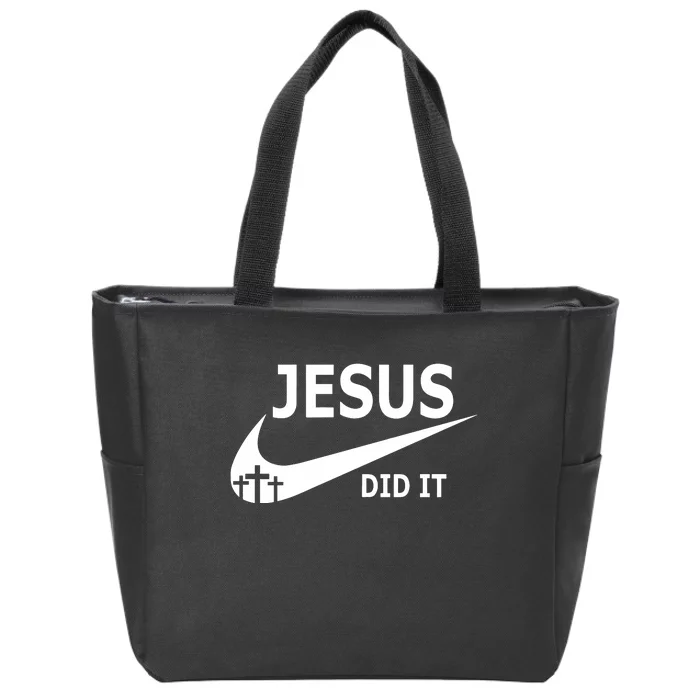 Jesus Did It Faith Cross Christian Zip Tote Bag