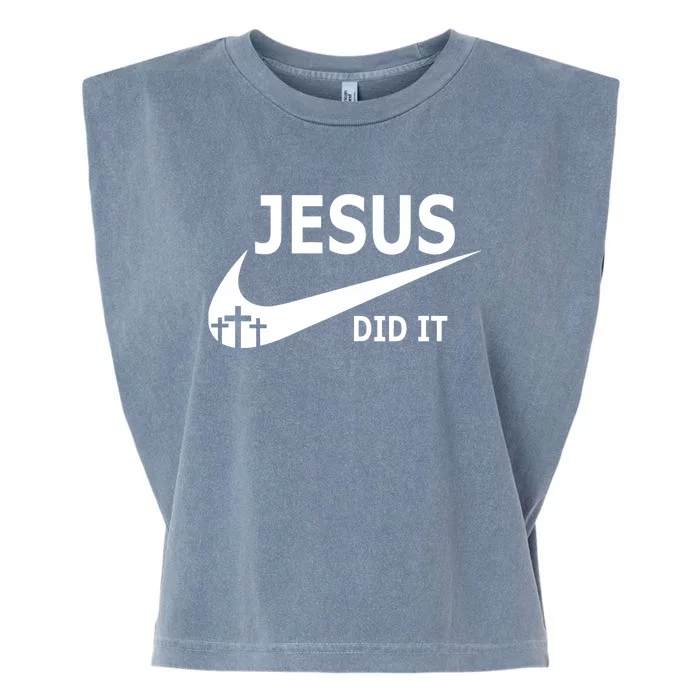 Jesus Did It Faith Cross Christian Garment-Dyed Women's Muscle Tee