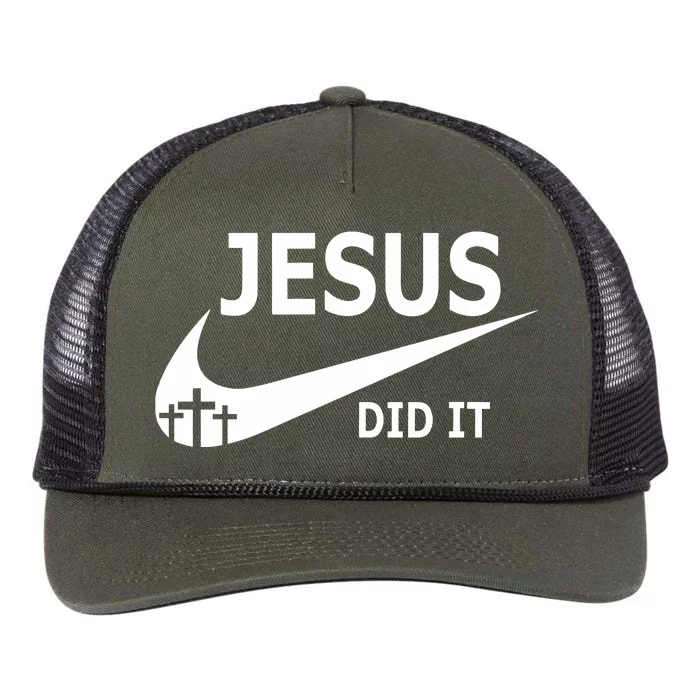 Jesus Did It Faith Cross Christian Retro Rope Trucker Hat Cap