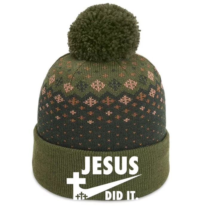 Jesus Did It Faith Cross Christian The Baniff Cuffed Pom Beanie