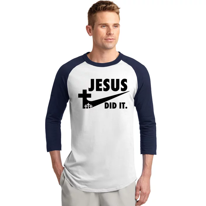 Jesus Did It Faith Cross Christian Baseball Sleeve Shirt