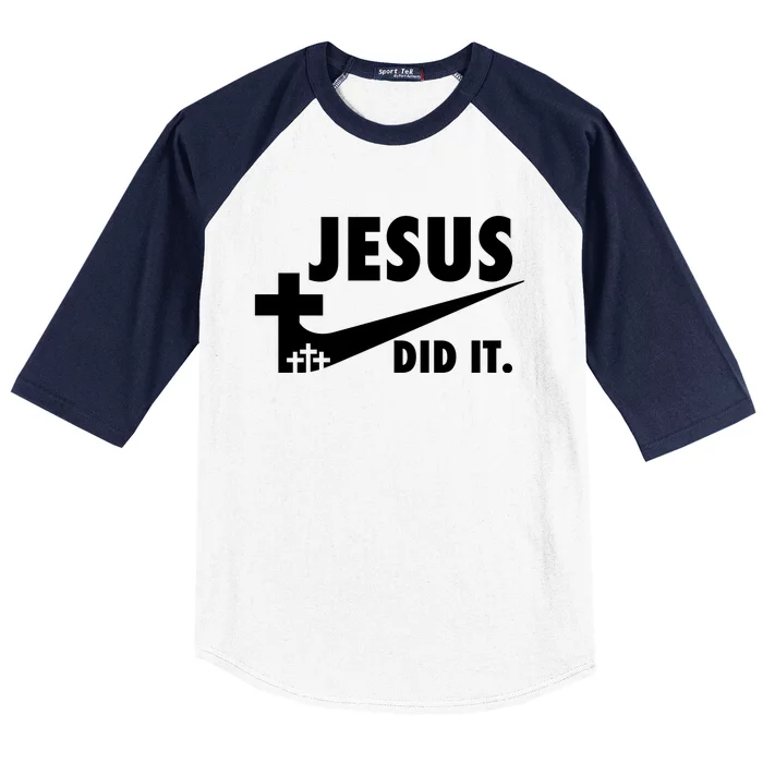 Jesus Did It Faith Cross Christian Baseball Sleeve Shirt