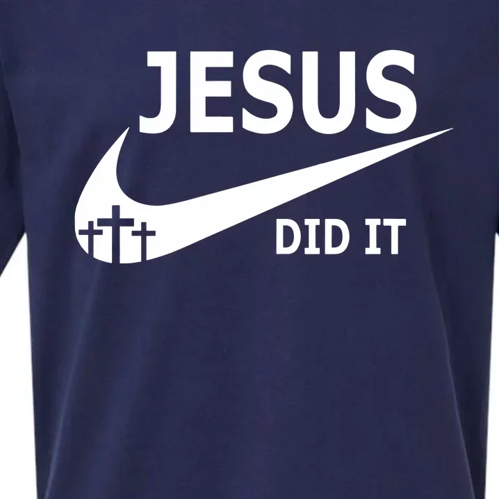 Jesus Did It Faith Cross Christian Sueded Cloud Jersey T-Shirt