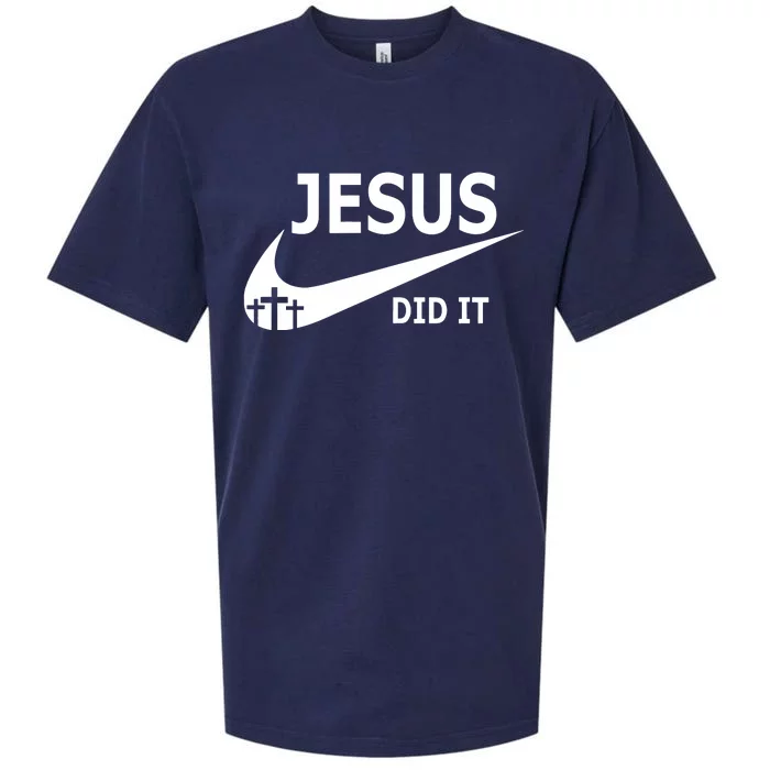 Jesus Did It Faith Cross Christian Sueded Cloud Jersey T-Shirt