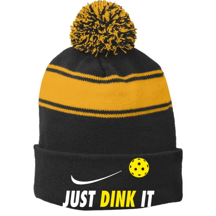 Just Dink It Funny Pickleball Stripe Pom Pom Beanie