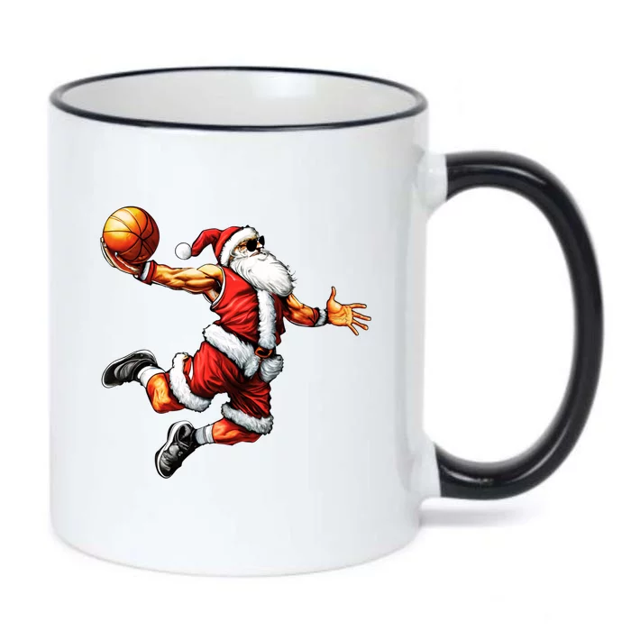 Just Dunk It Santa Claus Basketball Christmas Tree Ornats Funny Gift Black Color Changing Mug