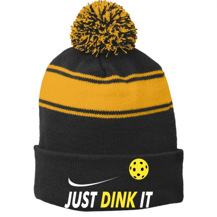 Just Dink It Funny Pickleball Stripe Pom Pom Beanie