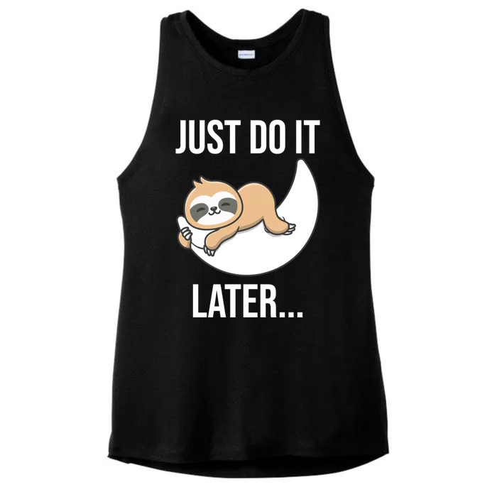 Just Do It Later Sloth Ladies Tri-Blend Wicking Tank