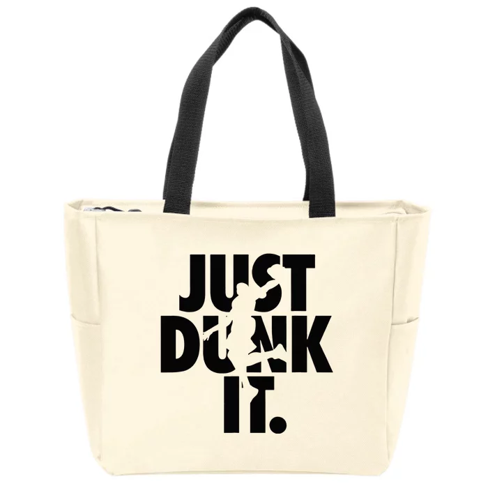 Just Dunk It Basketball Silhouette Zip Tote Bag