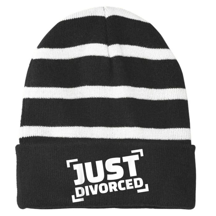 Just Divorced Striped Beanie with Solid Band