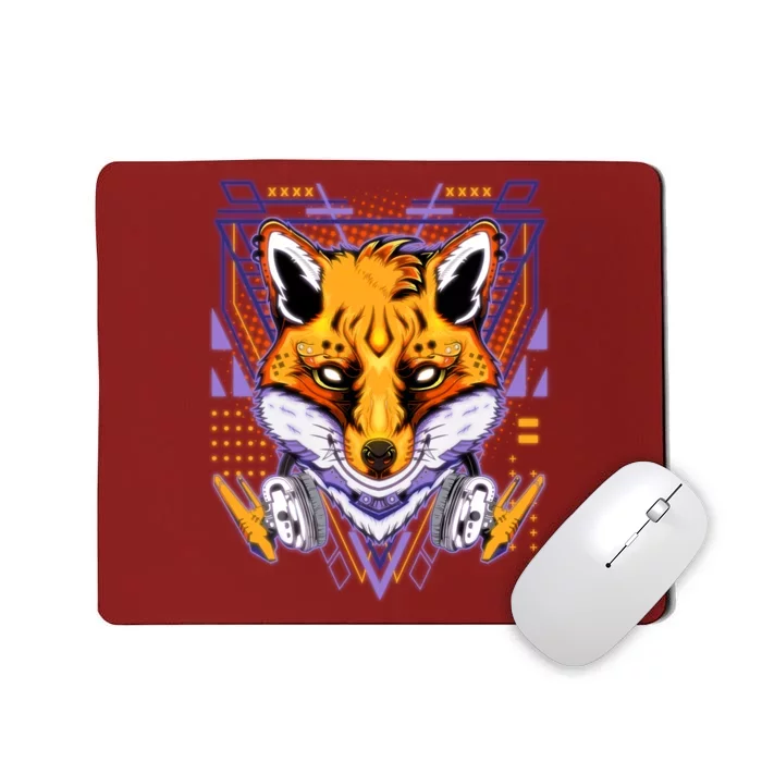 Japanese Digital Kitune Fox With Headphone Mousepad