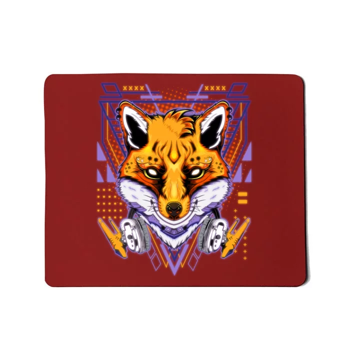 Japanese Digital Kitune Fox With Headphone Mousepad