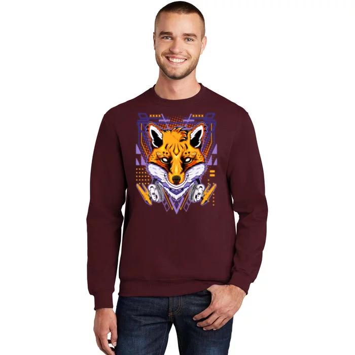 Japanese Digital Kitune Fox With Headphone Tall Sweatshirt