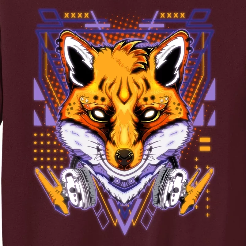 Japanese Digital Kitune Fox With Headphone Tall Sweatshirt