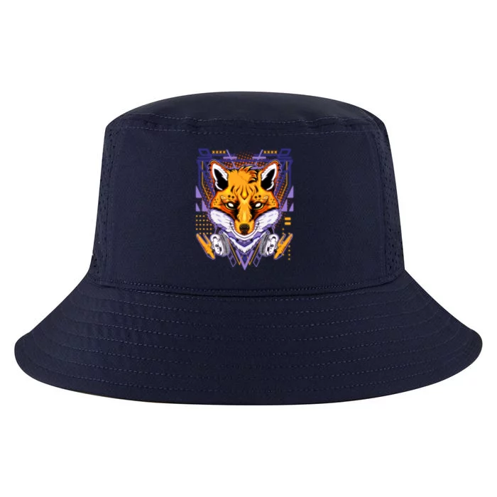 Japanese Digital Kitune Fox With Headphone Cool Comfort Performance Bucket Hat