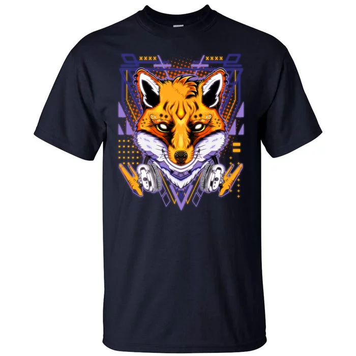 Japanese Digital Kitune Fox With Headphone Tall T-Shirt