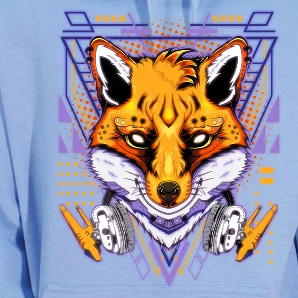 Japanese Digital Kitune Fox With Headphone Unisex Surf Hoodie